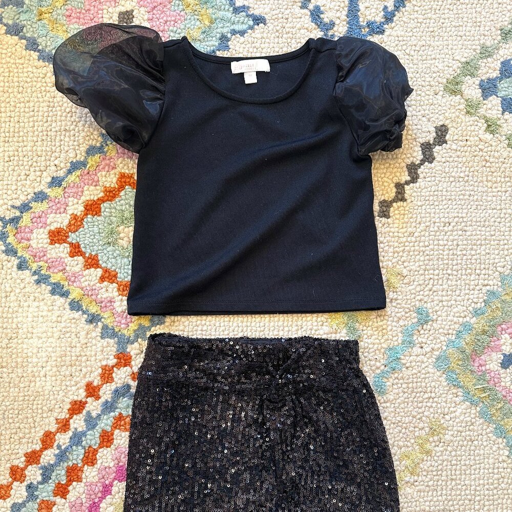 GB Girls Toddler Puffed Sleeve & Sequin Mini Skirt